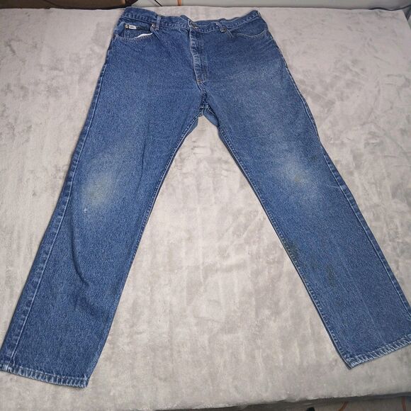 Vtg 80s Lee Storm Rider Jeans Men 42x34 (fits 38x32) Union Made USA Classic Work - Picture 3 of 16